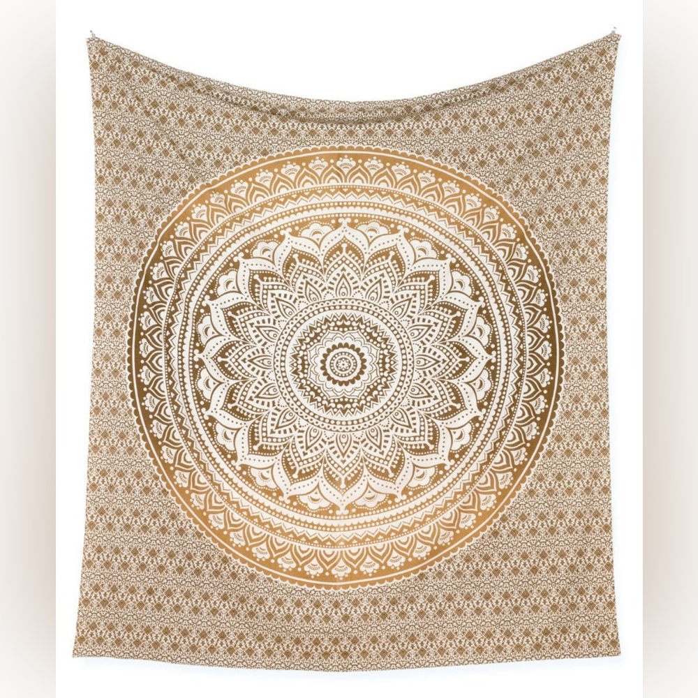 New! Mandala Wall Tapestry - Ombre Design in Ochre and Brown Colors